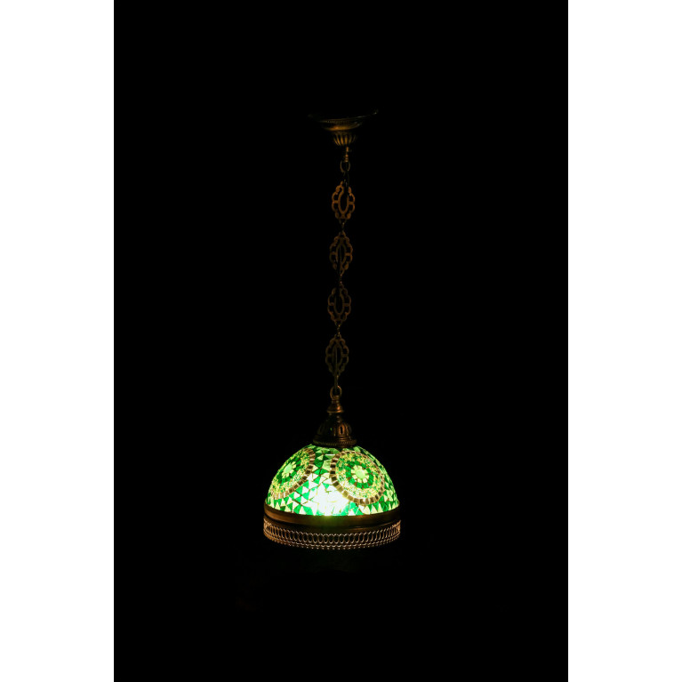 Hanging green lamp, 70 cm, mosaic glass, diameter 22 cm